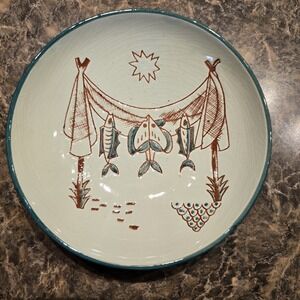 Vintage Ambacht Volendam Holland Hand-Painted Ceramic Bowl – Dutch Fish & Sun...